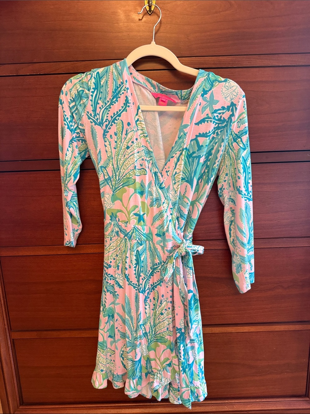 Lilly Pulitzer Pink & Teal Floral Wrap Romper